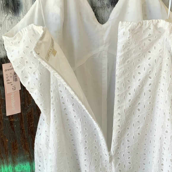 NWT Sandra Darren Women's Fit Flare Dress White Lace Sleeveless Halter Dress OBO - Picture 4 of 12